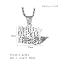 Stainless steel hip hop necklace with Chinese characters pendant on twisted chain - Silver Zhushi Jieyi Style