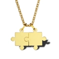 Poliertes Gold-Edelstahl Puzzle-Halskette mit ineinandergreifenden Anhängern und O-Kette - Gold