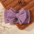 Elastic baby headband with large bow in light purple knitted fabric for infants - Purple
