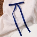 Elegant deep blue velvet hair bow clip with long ribbons in high saturation royal blue - Royal Blue