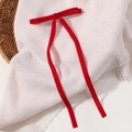 Elegant red velvet bow hair clip with long ribbons and a vintage aesthetic style - Red