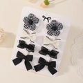 Set di 8 eleganti fermagli per capelli neri e crema per bambini su scheda bianca - Serie Nero Bianco e Crema (8B)