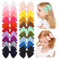 Set mit 20 bunten Waffelstoff-Schleifen-Stirnbändern für Mädchen auf weißem Grund und Models - Stil B / Mehrfarben-Mix B