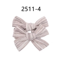 Handmade embroidered cotton bow hair clips set with beige and brown stripes - Beige Brown Stripe (4)