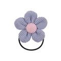 Cute linen sunflower hair tie for girls featuring purple corduroy petals and pink center - Light Blue Corduroy Flower (8)