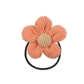 Cute linen sunflower hair tie in salmon pink corduroy with elastic band for girls - Orange Pink Corduroy Flower (9)