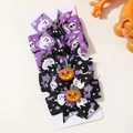 Set de pinzas para el pelo de Halloween con murciélagos y fantasmas con lazos de resina - Estilo Murciélago Calabaza Púrpura (4B)