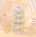 Set di 4 fermagli per capelli in pizzo crema per bambine con design vintage all'uncinetto - Bianco Crema (4E)