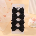 Set di 4 fermagli per capelli con fiocco in pizzo nero, accessori per capelli minimalisti - Stile Pizzo Nero / Nero (4C)