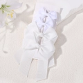 Set of four handmade white grosgrain ribbon bows on clips for children's hair accessories - White (4C)