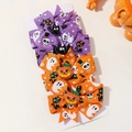 Lazos para el pelo de Halloween morados y naranjas con murciélago de resina y fantasmas - Estilo Calavera Fantasma Púrpura (4C)