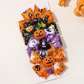 Set de pinzas para el pelo Halloween con lazos de colores y motivos de murciélago - Estilo Calabaza de Triple Capa (4D)