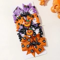 Lazos para el pelo de Halloween con decoraciones de resina de murciélago y calabaza - Mezcla de Calabaza Naranja Negro Púrpura (4E)