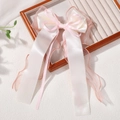 Barrette à cheveux avec double nœud en mousseline rose macaron et blanc crème doux - Rose Blanc