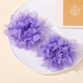 Set di due elastici per capelli a fiore in chiffon viola con eleganti perle per bambine - Viola