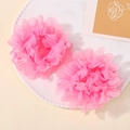 Set di due elastici per capelli a fiore in chiffon rosa con perle per bambine - Rosa