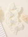 Set van vier ivoren kant haarclips met hartvormige faux parels voor kinderen - Hart Parel Stijl (4A-3) / Wit