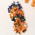 Lot de barrettes d'Halloween avec nœuds de chauve-souris et motifs de citrouilles - Impression Multicolore Citrouille 3D (4G)