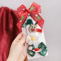 Christmas hair clip set for girls with red bow, reindeer, and green patterns - Red Green White Mix (5E)