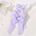 Set van vier lavendelkleurige grosgrain lint haarstrikken met lange wapperende linten - 4-delige set / Paars (4G)