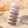 Set of six knitted water-drop hair clips in neutral earth tones on display card - 6F (6 Pieces Set)