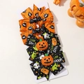 Set de barrettes nœuds Halloween avec chauves-souris oranges et motifs de citrouilles - Citrouille Chauve-souris Orange Noir (4J)