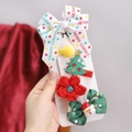 5-piece Christmas hair clip set with Merry Christmas bow and glitter tree - Colorful Polka Dot Style (5G)
