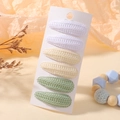 Set of 6 knit waterdrop hair clips in white, cream, and bean green for girls - 6G (6 Pieces Set)