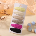 6-piece knitted drop hair clip set in mixed colors on a white display card - 6H (6 Pieces Set)