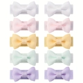 Set de 10 pinzas para el pelo con lazos de cinta de falla para bebés en colores pastel - Colores Mezclados (10B)