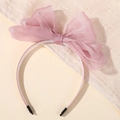 Cerchietto dolce per bambini con grande fiocco in chiffon rosa su base bianca - Rosa