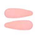 Pink teardrop hair clips for girls featuring elegant fabric ribbon and wavy scalloped edges - Pink (203)