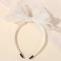 Cerchietto per capelli con grande fiocco in organza bianca e rete lucida per bambine - Bianco