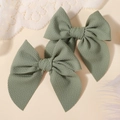 Paire de barrettes à nœuds vert sauge en maille gaufrée pour accessoires de fête fille - Vert de Haricot (2A-18)