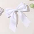 Elegante fermaglio per capelli in raso bianco con lunghi nastri per uno stile da principessa - Bianco