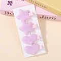 Lot de barrettes peluche violettes pour enfants avec étoiles et cœurs en velours - Violet