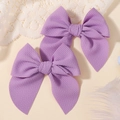 Set of two purple waffle texture bow hair clips for girls party hair accessories - Purple (2A-23) / 2 Pcs/Set