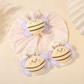 Pink cotton baby hat and socks set with cute 3D plush bee decorations for newborns - Rice Pink