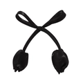 Elegant black satin tulip flower hair accessory with a minimalist ribbon knot design - Black