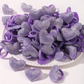 Dettaglio di elastici per capelli a cuore viola con glitter e fasce elastiche forti - Viola