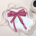 Elegant deep fuchsia satin double-layered bow hair clip with long ribbons for girls - Dark Rose Red