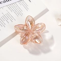 Molla per capelli a forma di fiore di plumeria pesca con finitura iridescente - Rosa Pesca Iridescente (4704-9)