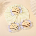 Infant yellow cotton hat and socks set with 3D plush bee dolls for baby warmth - Light Yellow