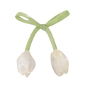 Lazo verde con capullos de tulipa de satén blanco para accesorios de ropa infantil - Blanco Roto