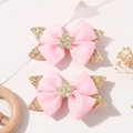 Detalle de pinzas para el cabello rosas con estrellas doradas brillantes para niñas - Oro Rosa