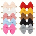 10-piece baby nylon headband set with colorful waffle fabric oversized bows - 10B Multicolor Set