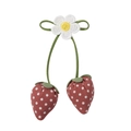 Accessori fragola in tessuto a pois rossi con piccolo fiore di margherita ricamato - Fragola a Pois Marrone Chiaro