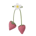 Accessorio capelli fragola in tessuto a quadretti rosso e bianco con fiore ricamato - Fragola a Quadretti Rossa