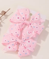 Par de lazos para el pelo de cinta grosgrain rosa con estampado de margaritas - Estampado de Margarita Rosa (2A-1)