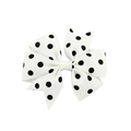 Polka dot grosgrain ribbon bow hair clip with fishtail cut for kids hair styling - White Black Dot Bow Style (18) / White with Black Dots (18)